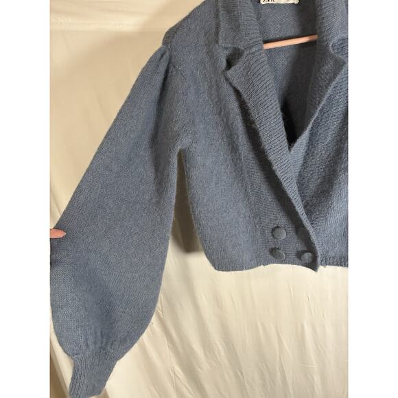 Zara Sweater Cardigan M Wool Alpaca Blend Old Money Quiet Luxury Preppy Balloon - Picture 3 of 8